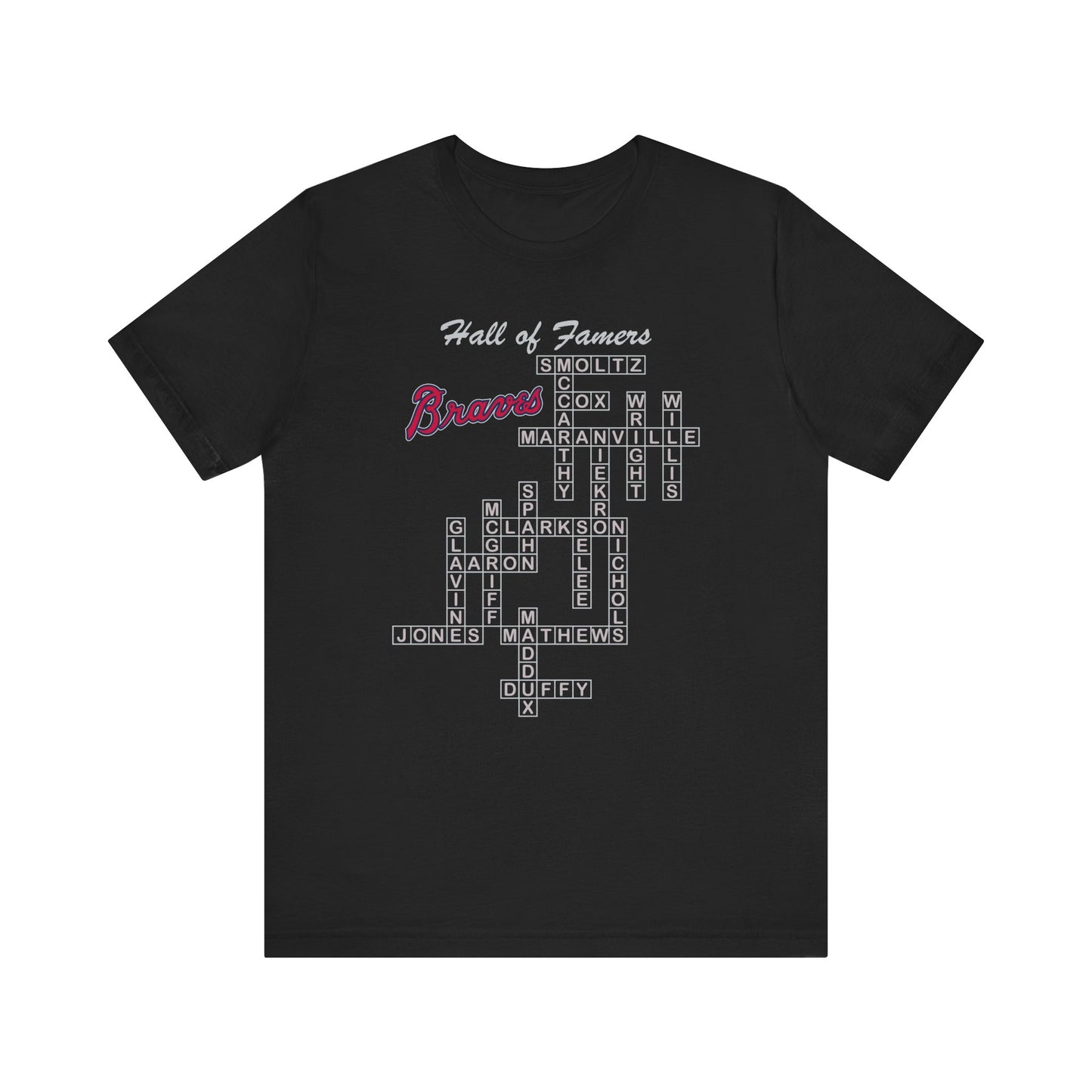 Braves Hall of Famers Crossword Atlanta Milwaukee Boston Unisex Tee
