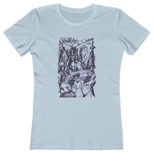 T-shirt with a graphic design of people dining al fresco and 'Cafe Buenos Aires' text