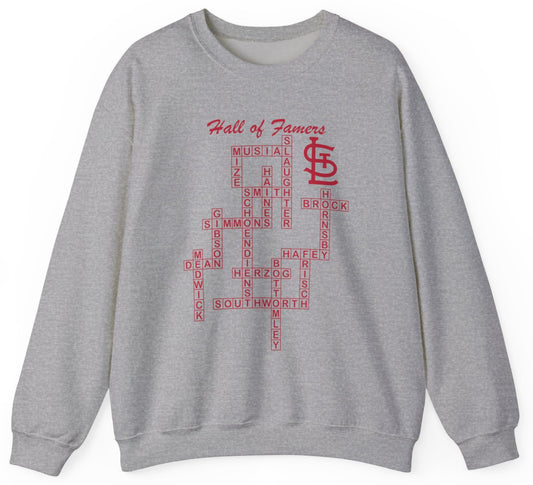 St Louis Cardinals Hall of Famers crossword sweatshirt