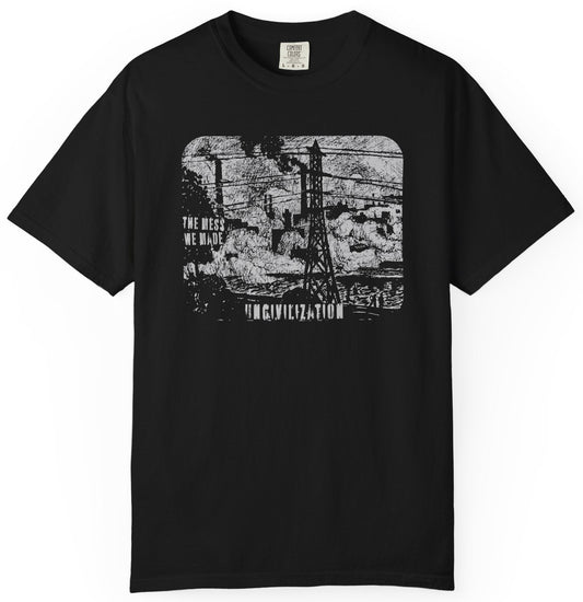 Album cover with pollution scene graphic