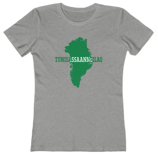 T-shirt with map of Greenland with text 'Not For Sale' in the Greenlandic language
