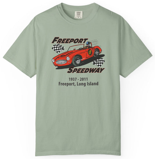T-shirt with speedway text with race car graphic