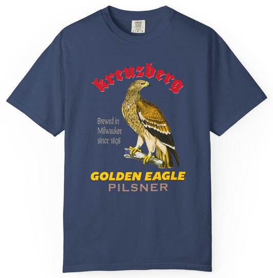 T-shirt with a graphic of an eagle in a beer ad