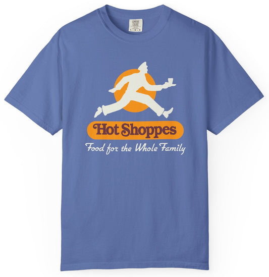 T-shirt with a graphic design and 'Hot Shoppes' text