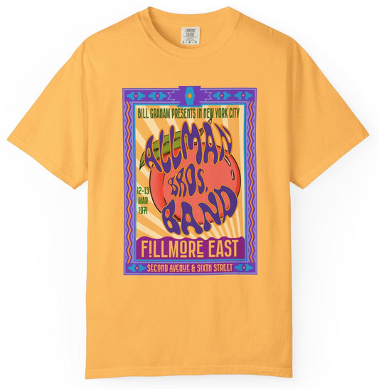 T-shirt with Allman Brothers Band Fillmore East poster graphic