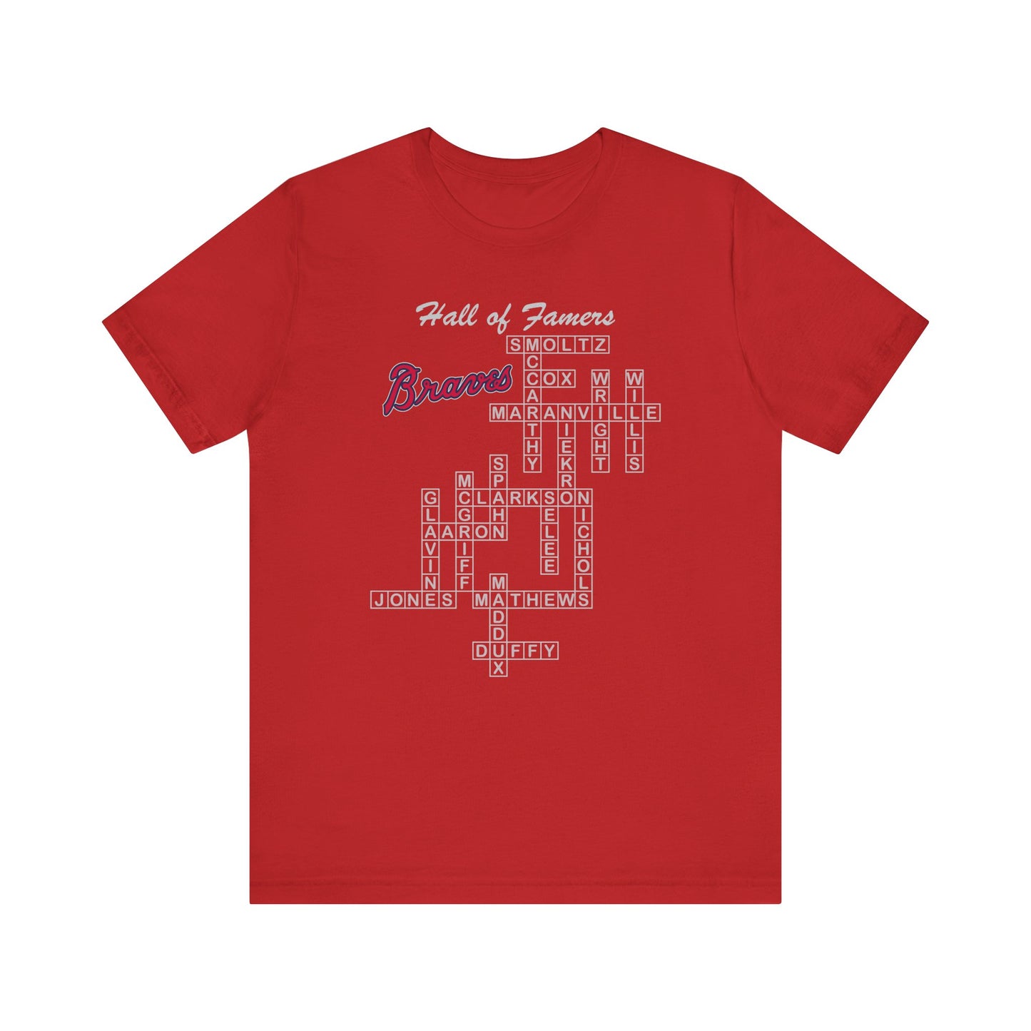 Braves Hall of Famers Crossword Atlanta Milwaukee Boston Unisex Tee