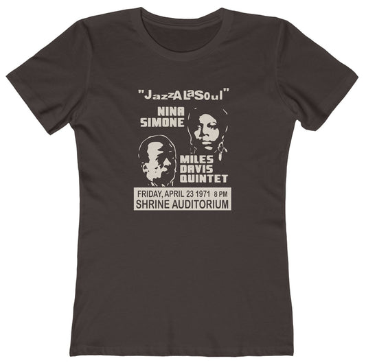 T-shirt with Nina Simone and Miles Davis concert graphic