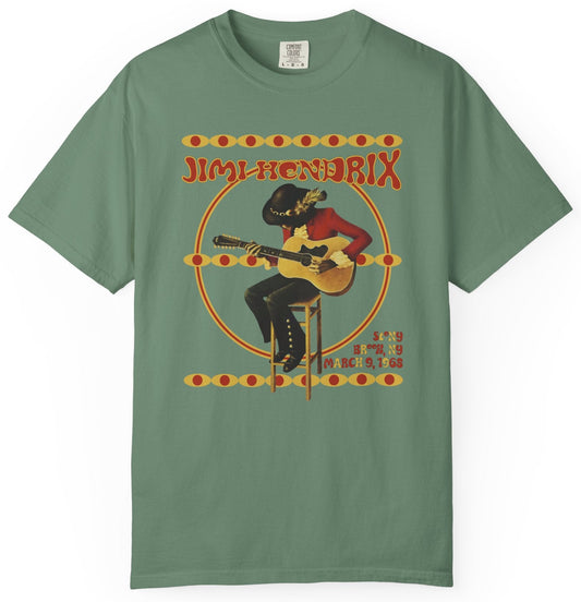 T-shirt with graphic of Jimi Hendrix for a concert on Long Island.