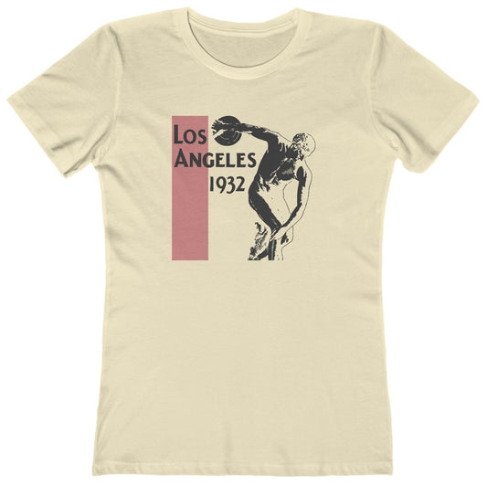 T-shirt with a graphic of a discus athlete with text 'Los Angeles 1932'