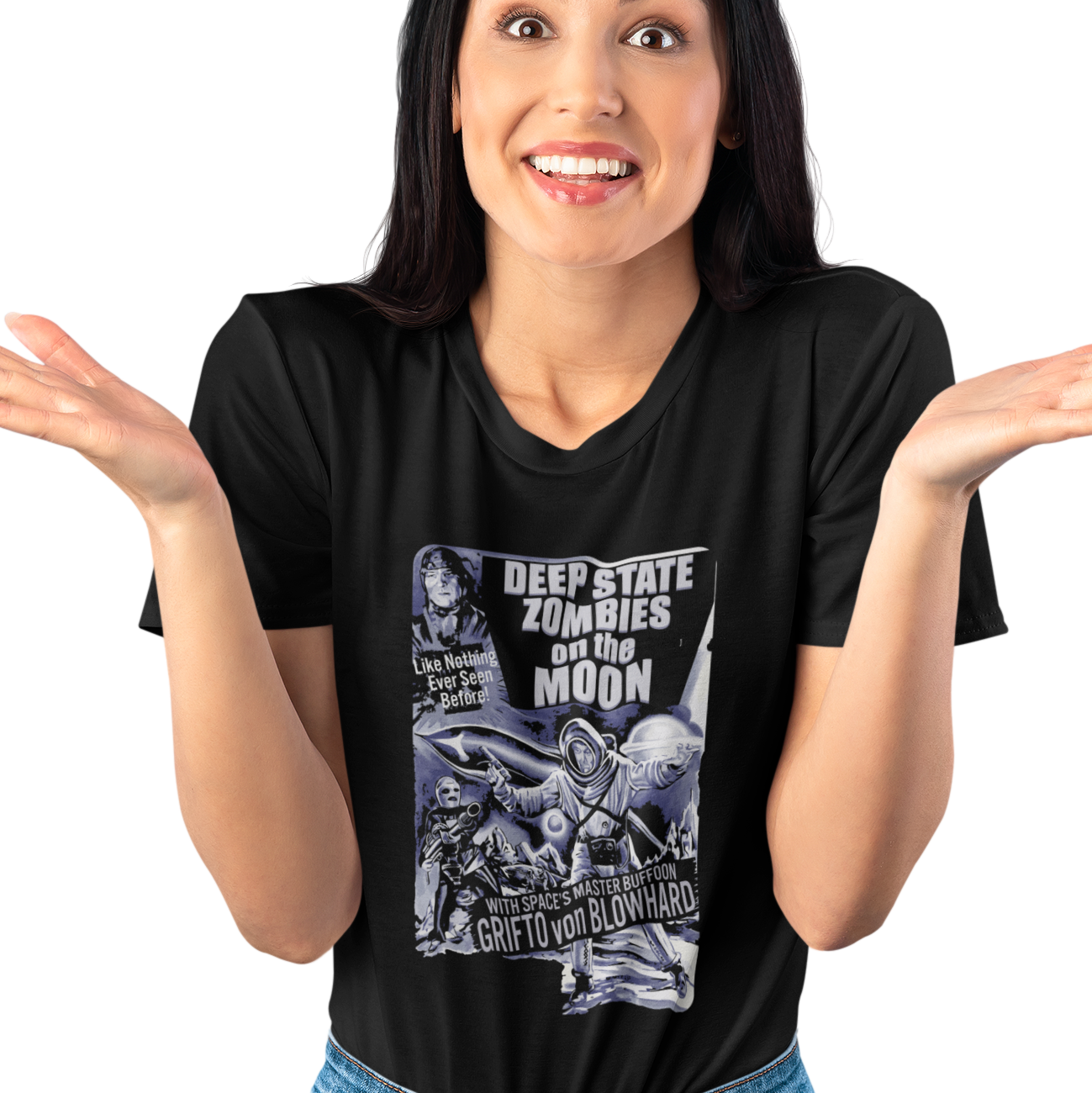 Deep State Zombies on the Moon Women's T-Shirt