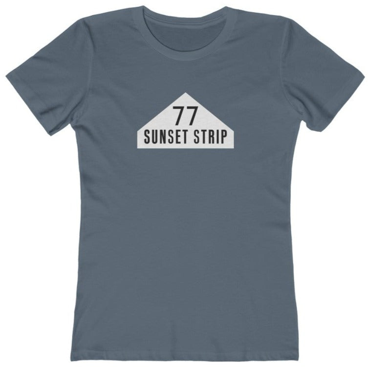 t-shirt with '77 Sunset Strip" text on an awning graphic from the 1960s Hollywood TV show