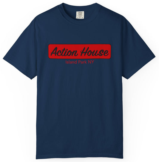 T-shirt with 'Action House Island Park' text