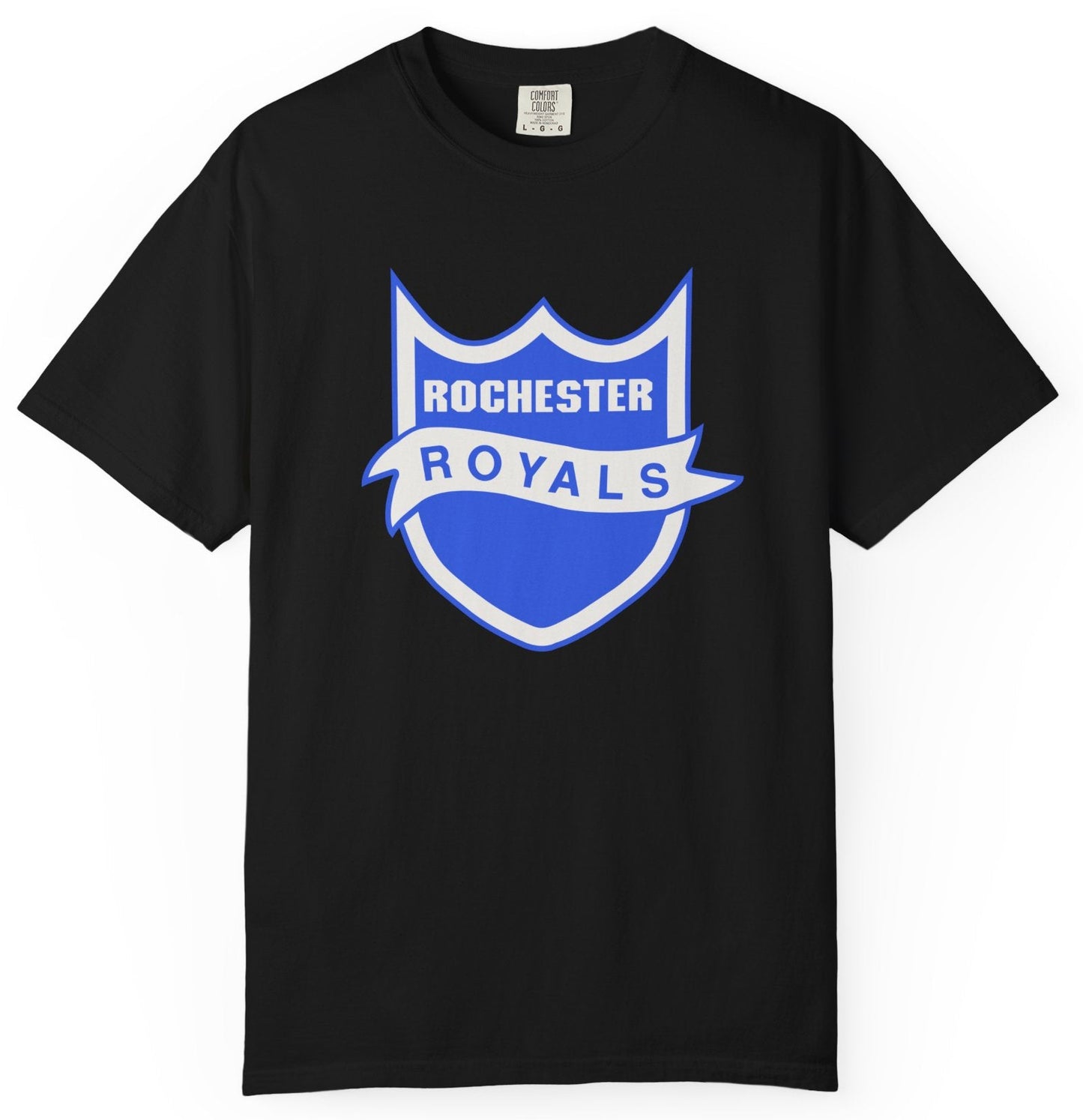 T-shirt with Rochester Royals basketball team graphic.