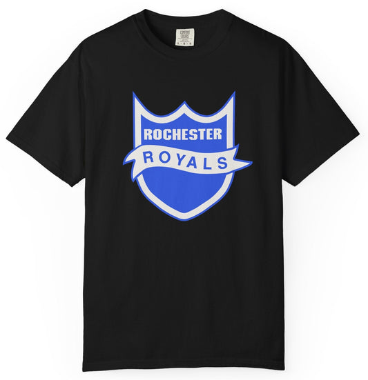 T-shirt with Rochester Royals basketball team graphic.