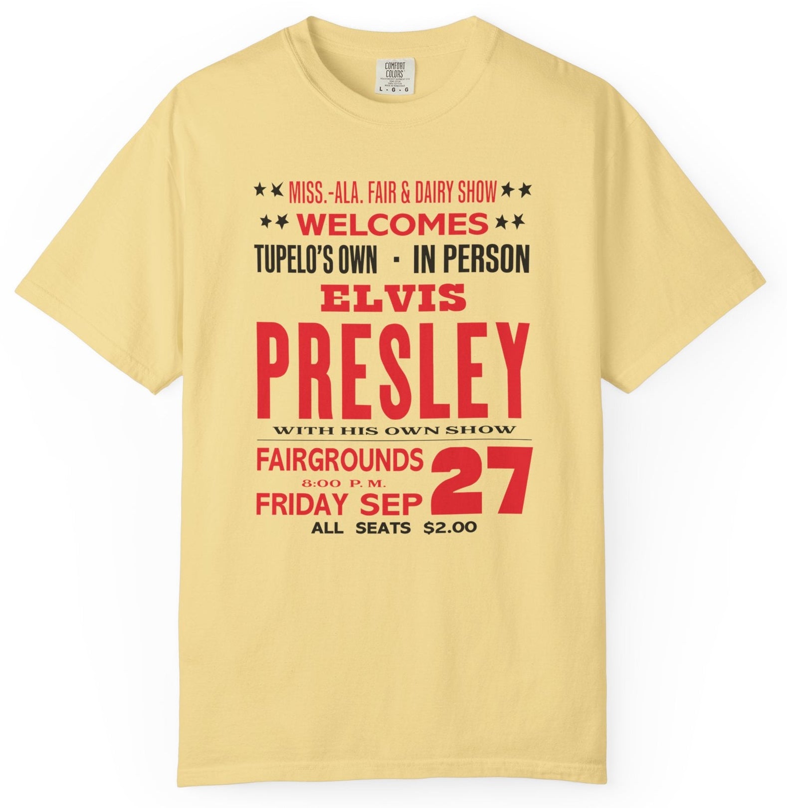 T-shirt with Elvis Presley state fair concert poster graphic
