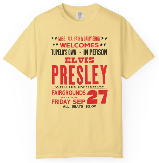 T-shirt with Elvis Presley state fair concert poster graphic