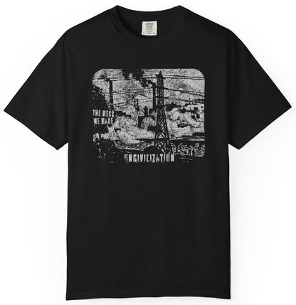Album cover with pollution scene graphic