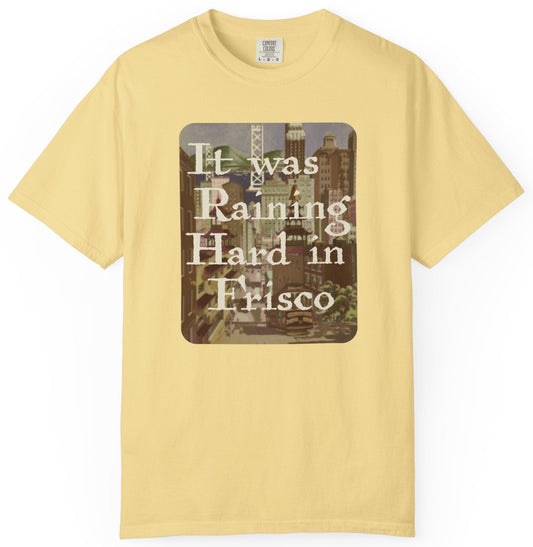 T-shirt with graphic of San Francisco and text from Harry Chapin's 'Taxi'