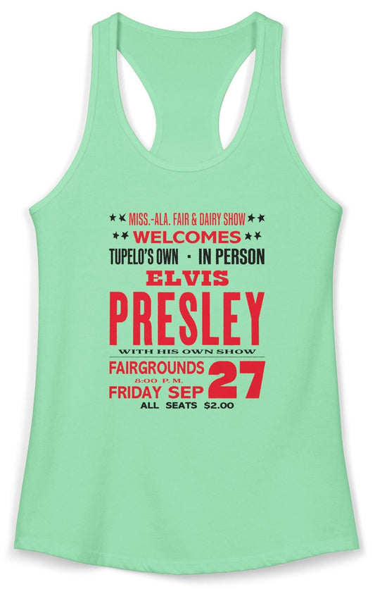 Tank top with Elvis Presley state fair concert poster graphic