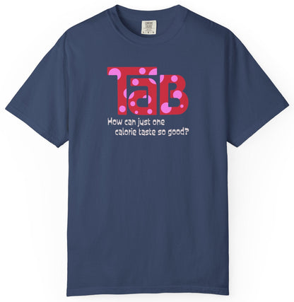 T-shirt with colorful 'tab' graphic and text