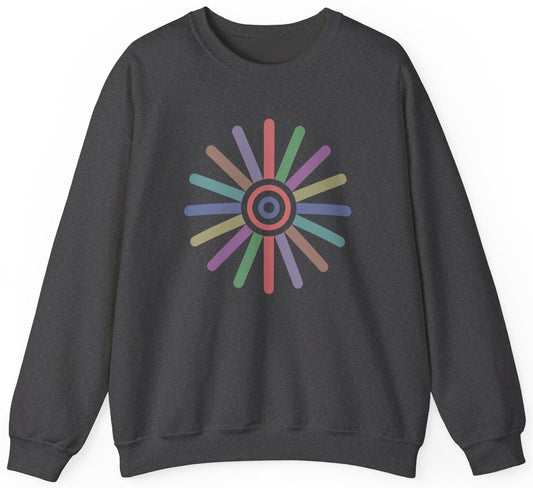 Sweatshirt with a colorful circular design 