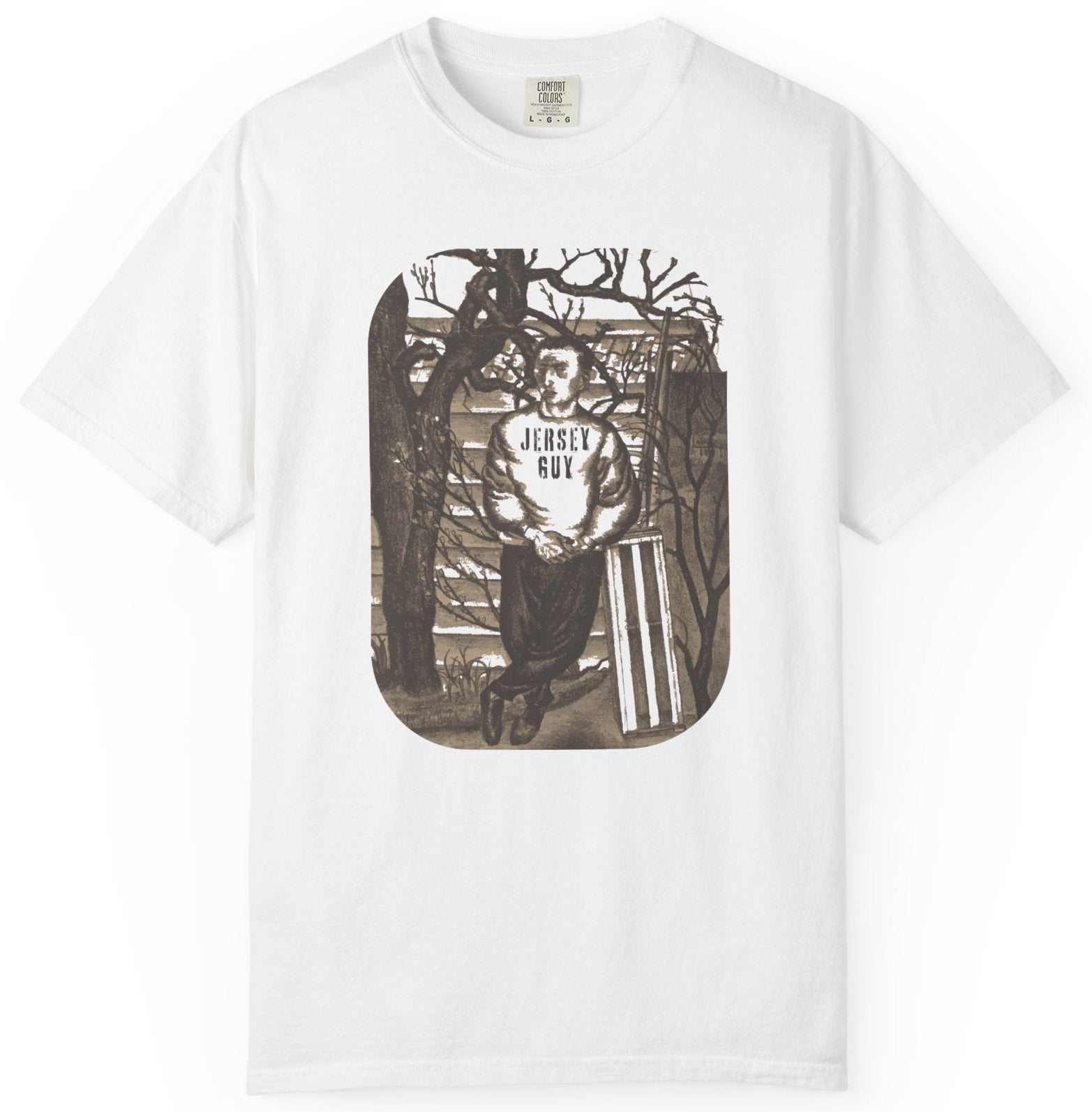 T-shirt of a man in a 'Jersey Guy' shirt