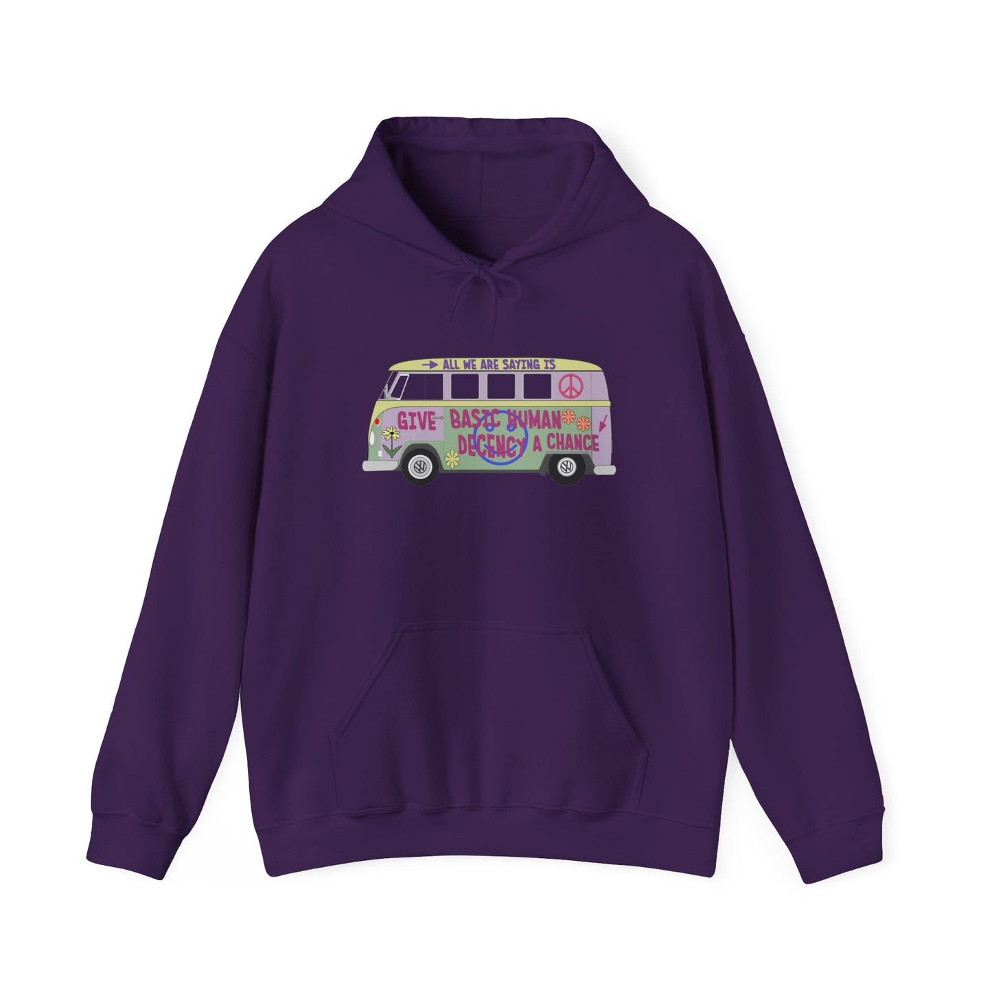 Give Basic Human Decency a Chance - Hippie Van - Unisex Hoodie