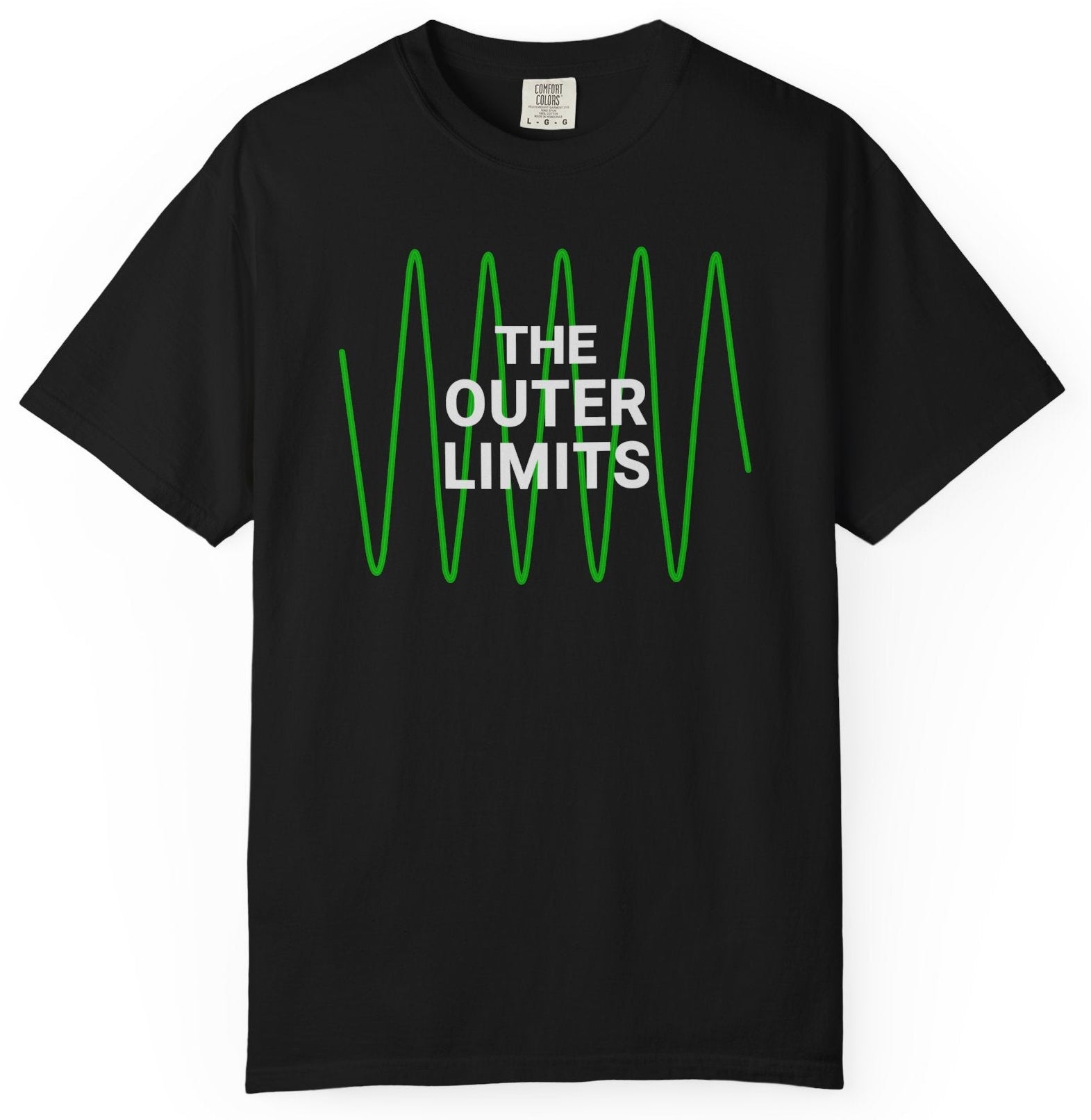 T-shirt with 'The Outer Limits' text above a green oscilloscope graphic.