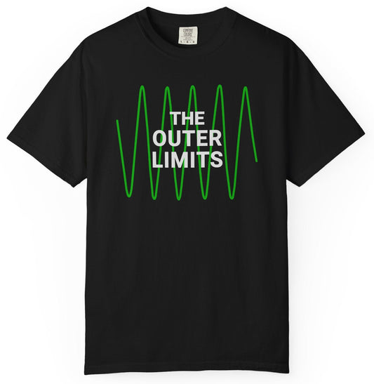 T-shirt with 'The Outer Limits' text above a green oscilloscope graphic.