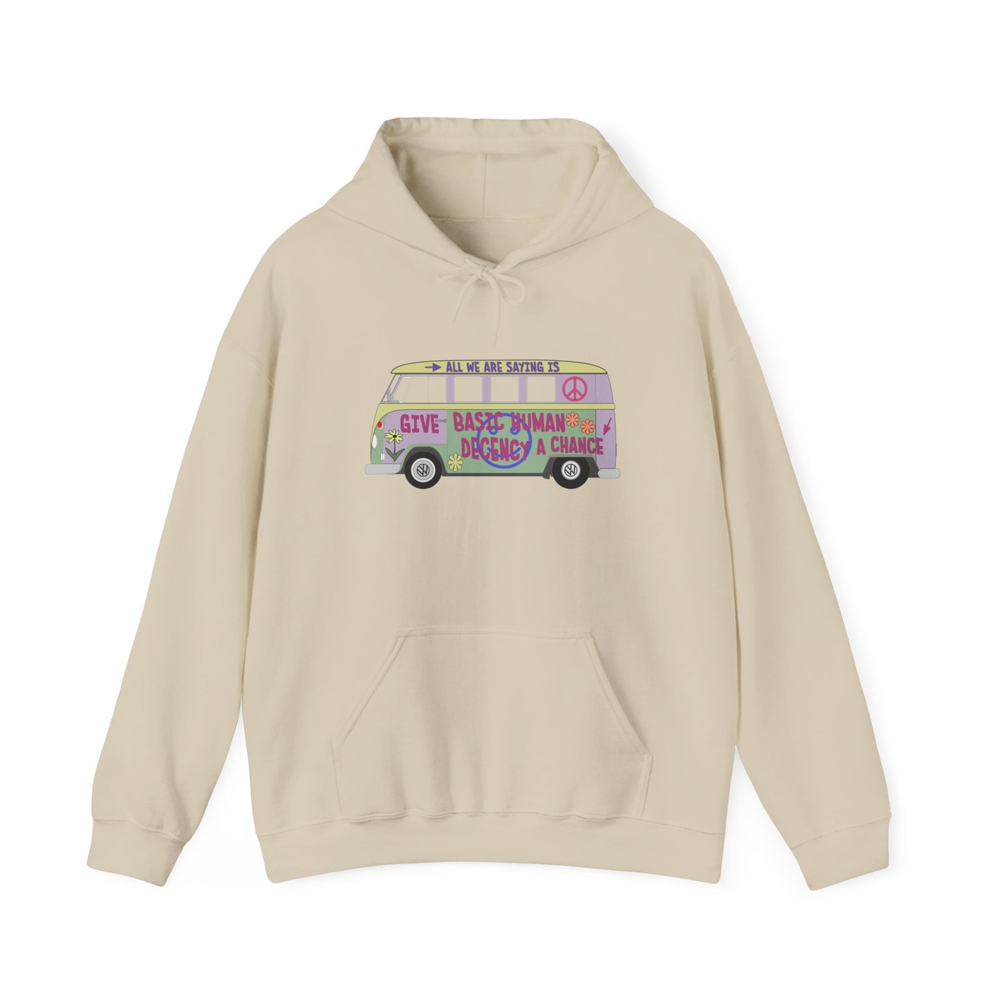 Give Basic Human Decency a Chance - Hippie Van - Unisex Hoodie