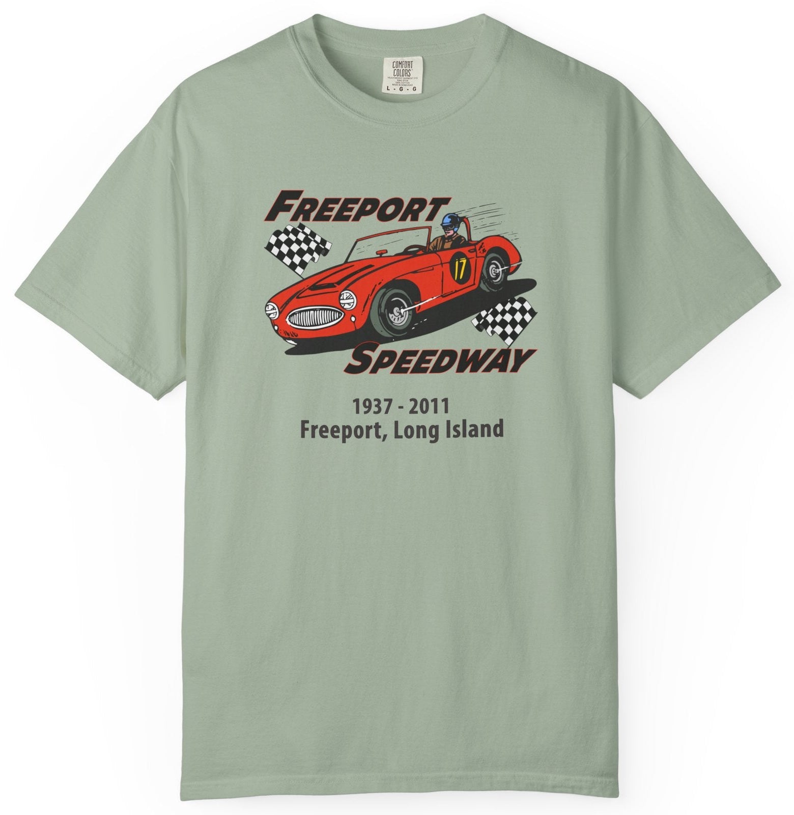T-shirt with speedway text with race car graphic