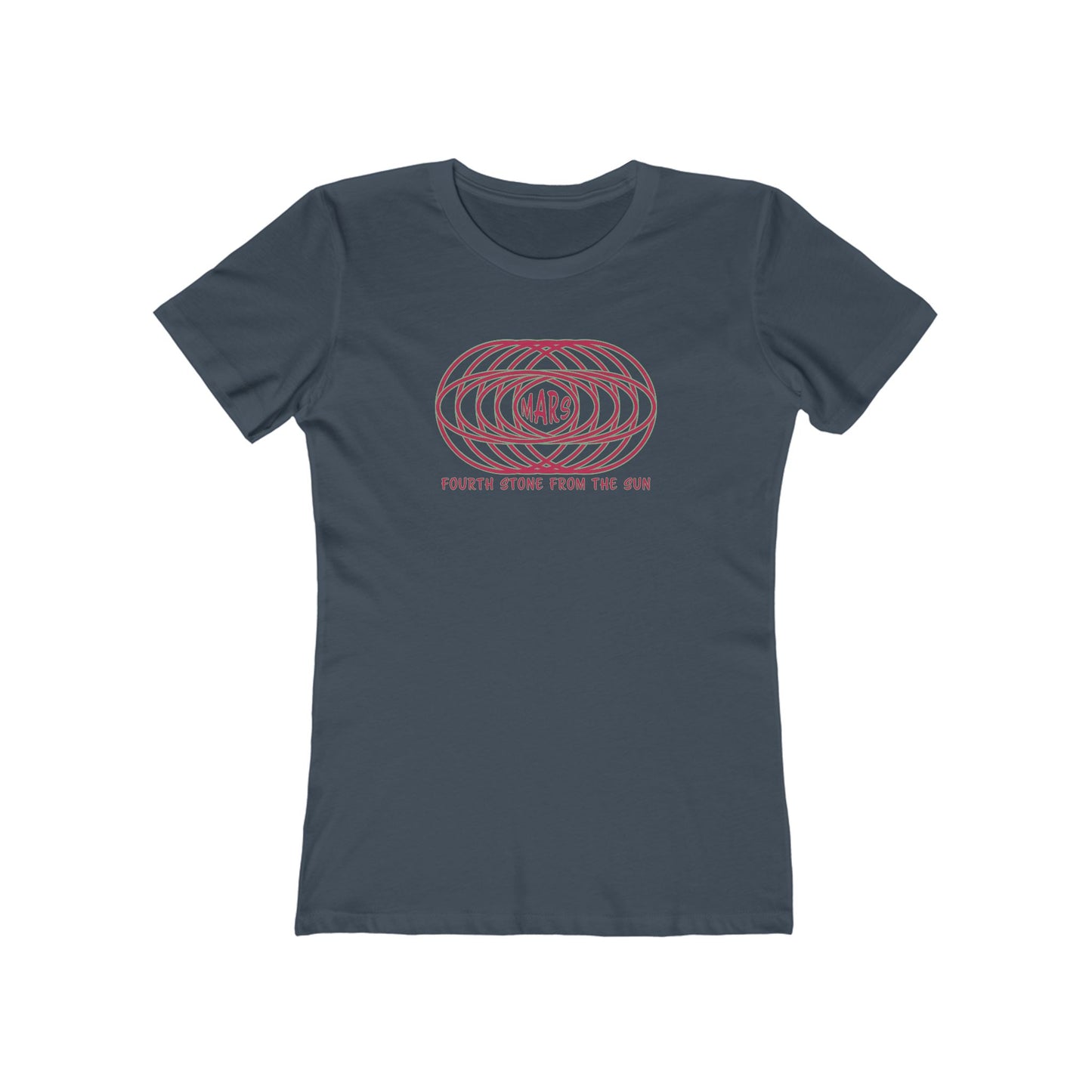 T-shirt with text "MARS" in the center of a futuristic graphic design and "Fourth Stone from the Sun" below the graphic.