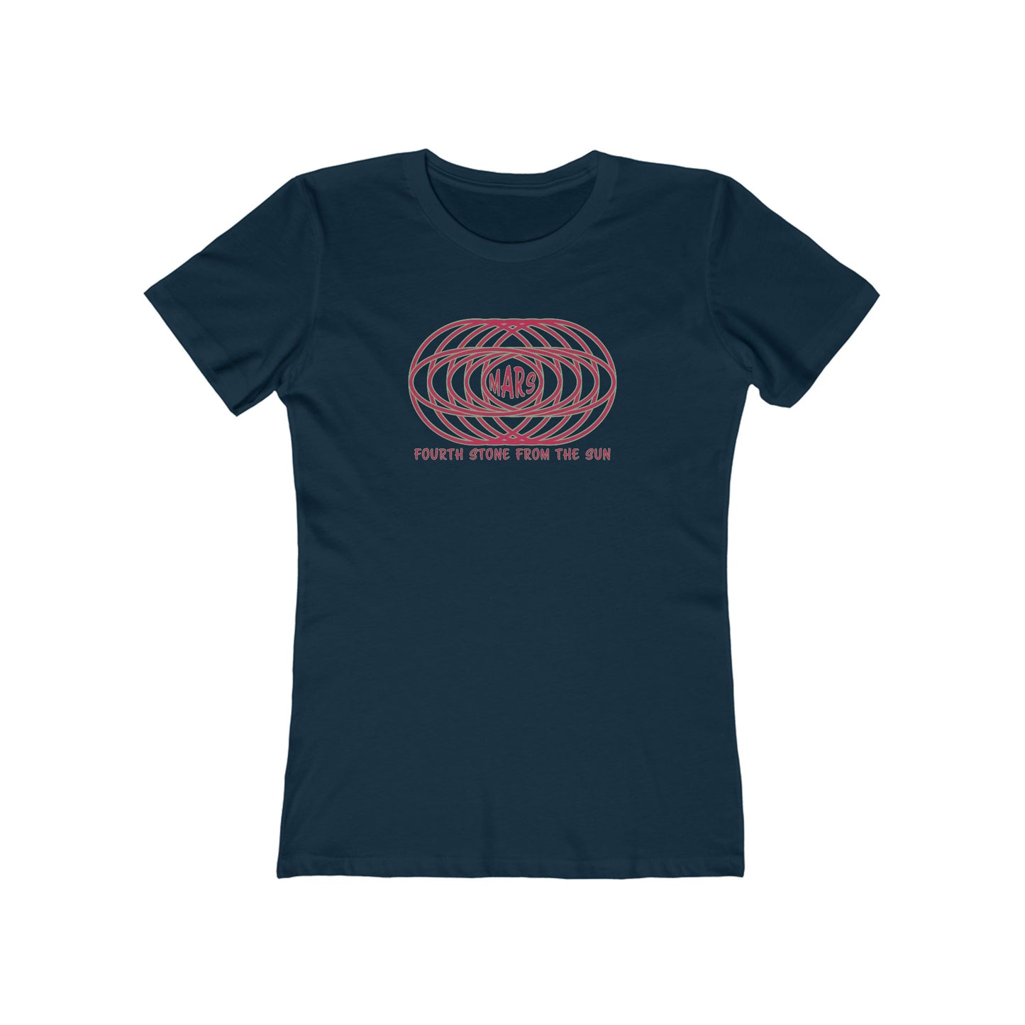 T-shirt with text "MARS" in the center of a futuristic graphic design and "Fourth Stone from the Sun" below the graphic.