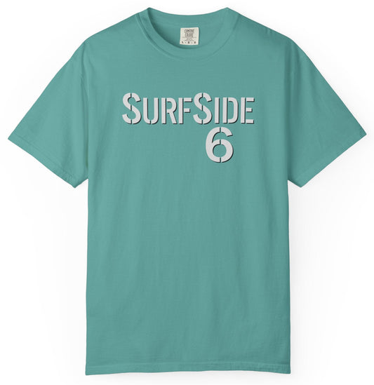T shirt with "SurfSide 6" graphic text