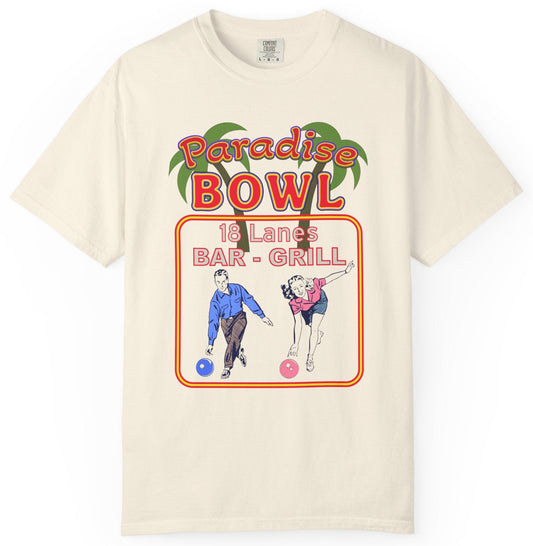 T-shirt with Paradise Bowling Alley graphic
