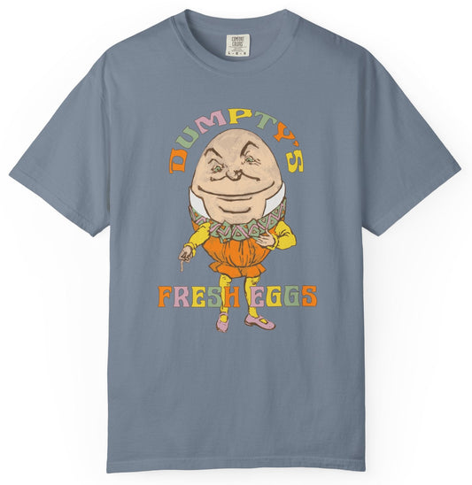 T-shirt with cartoon character and 'Humpty Dumpty's Fresh Eggs' text 
