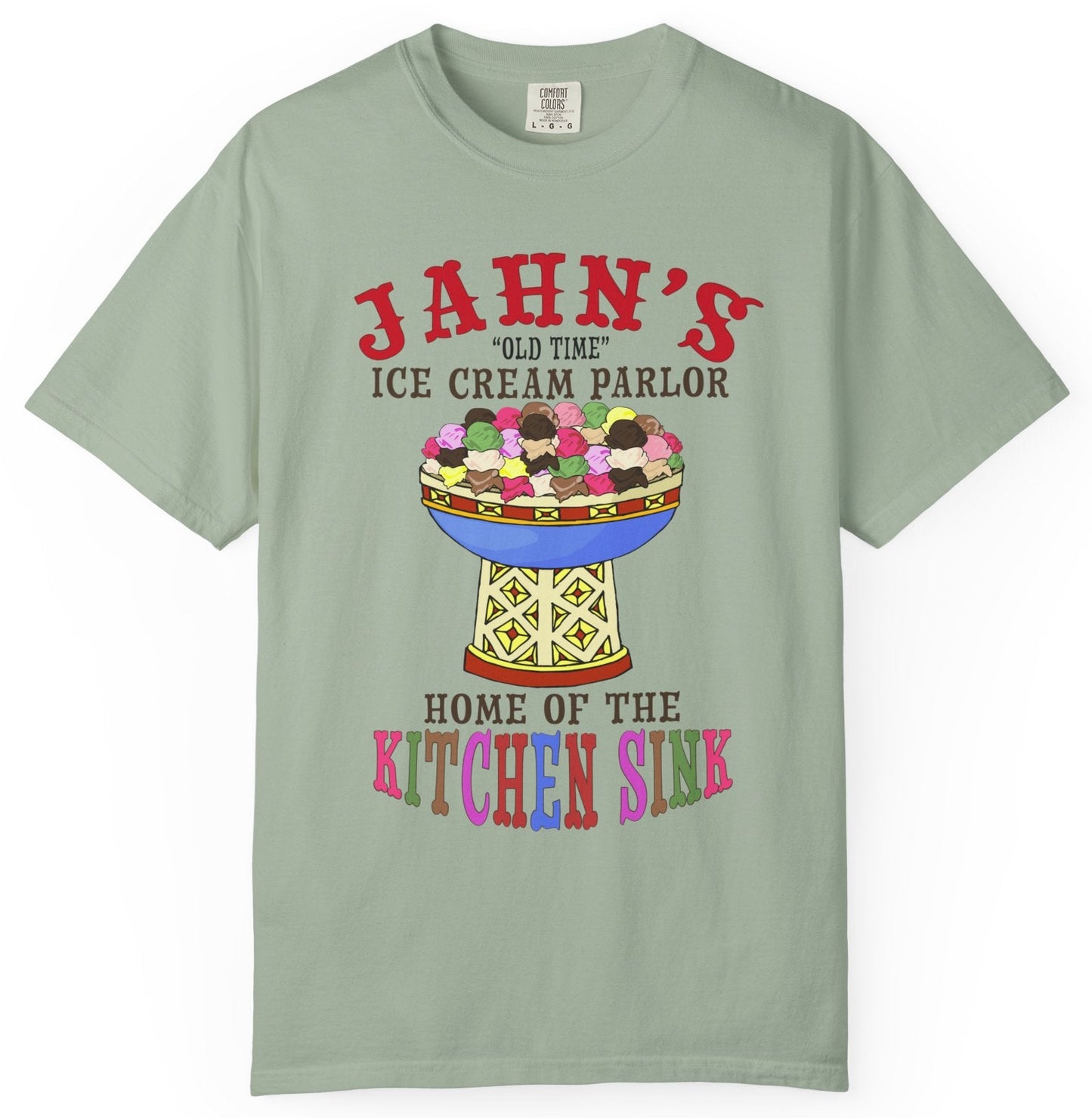 T-shirt with Jahn's graphic of the ice cream kitchen sink