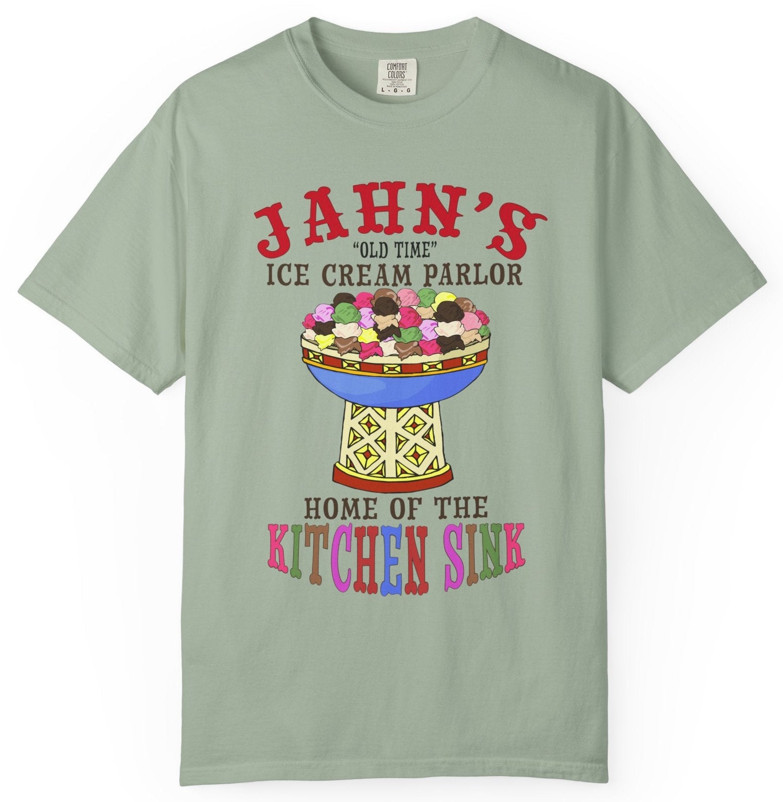 T-shirt with Jahn's graphic of the ice cream kitchen sink