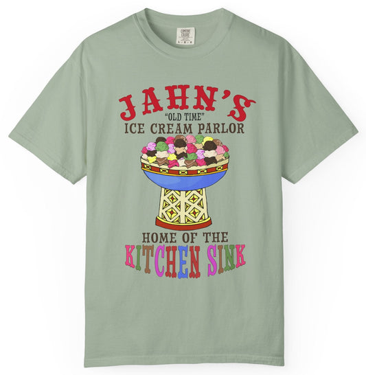T-shirt with Jahn's graphic of the ice cream kitchen sink