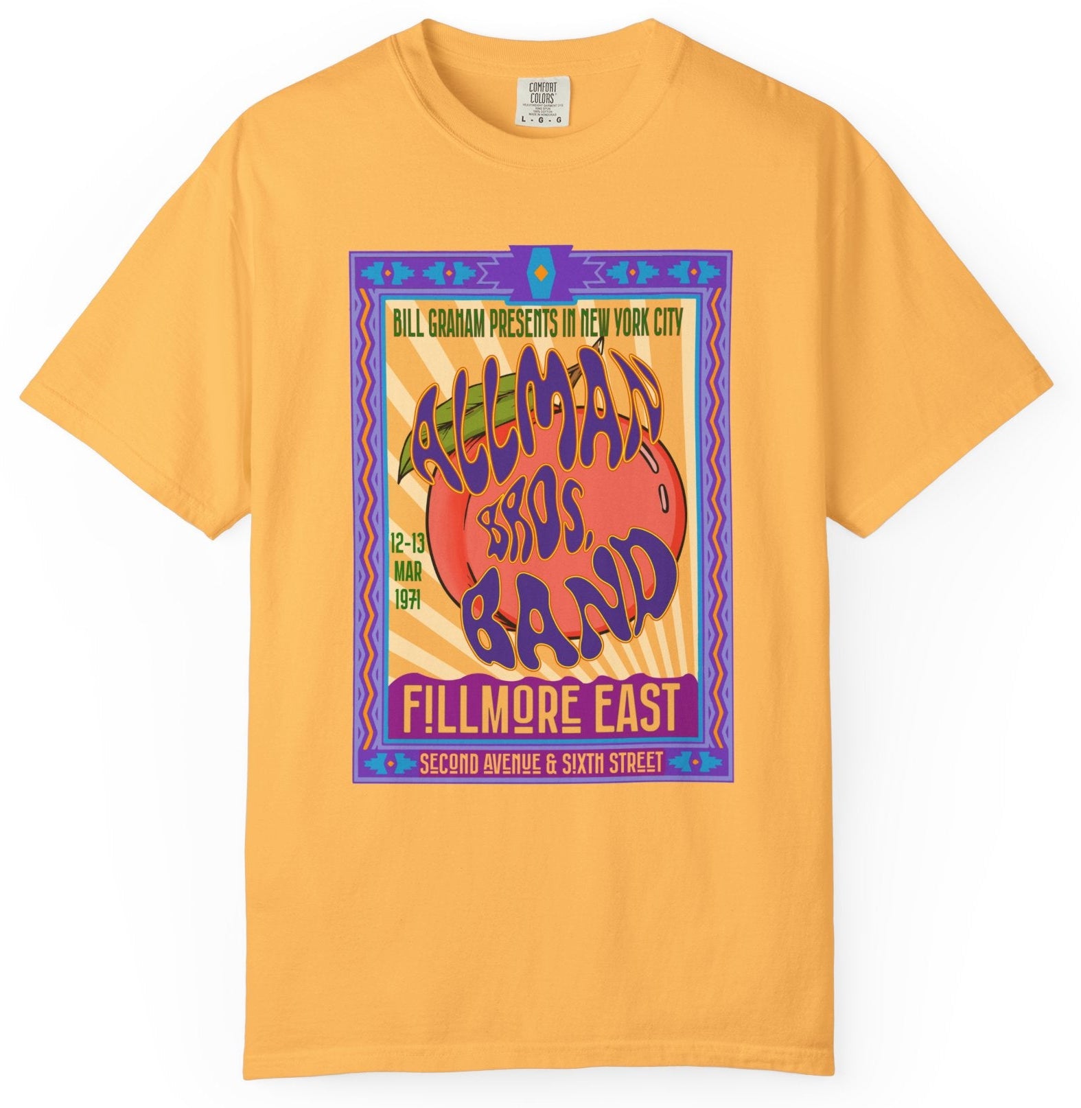 T-shirt with Allman Brothers Band Fillmore East poster graphic
