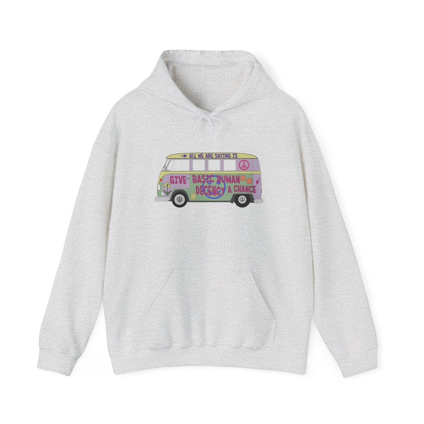 Give Basic Human Decency a Chance - Hippie Van - Unisex Hoodie