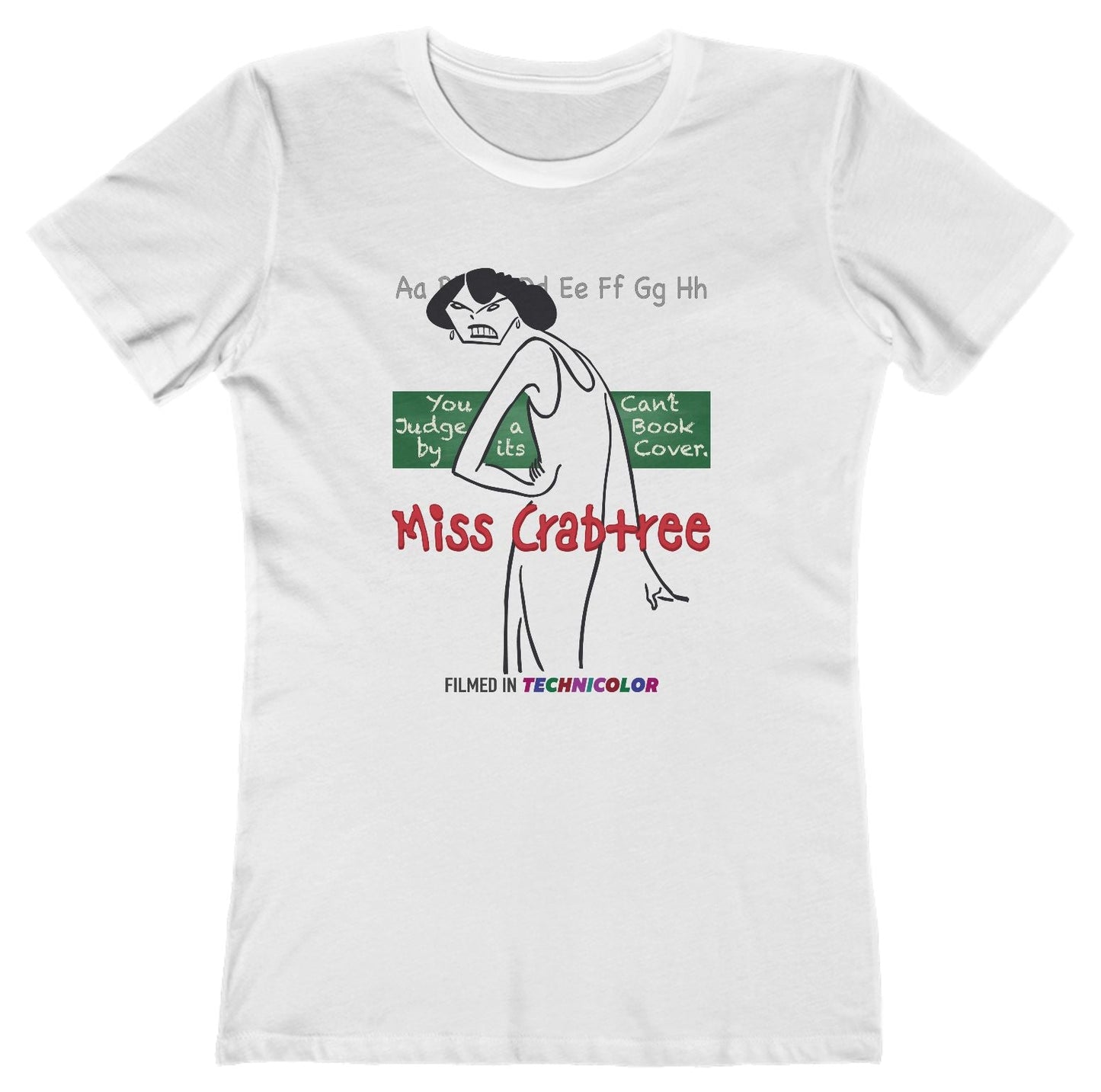 T-shirt with graphic of a poster for a fictional 'Miss Crabtree' movie