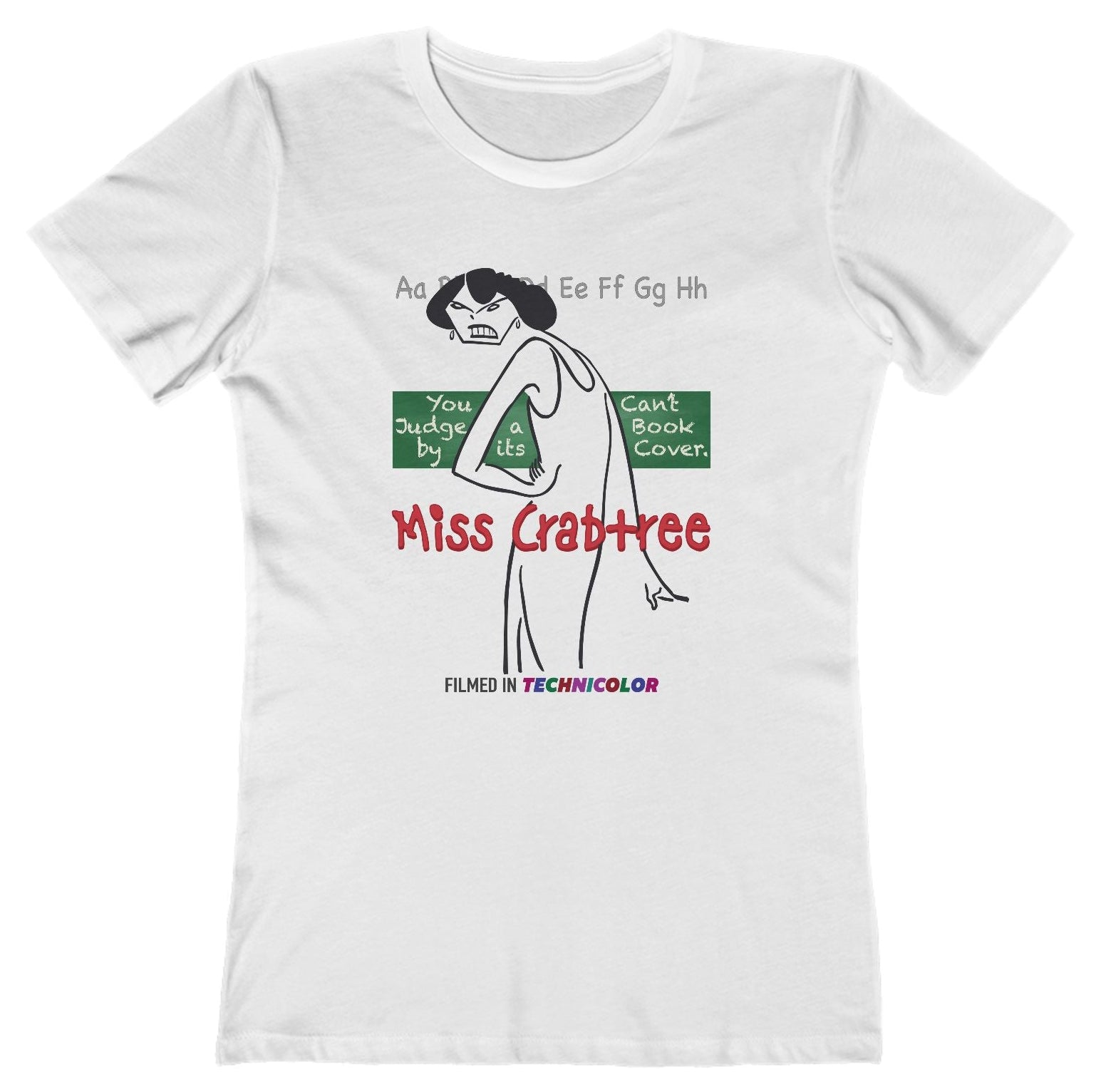 T-shirt with graphic of a poster for a fictional 'Miss Crabtree' movie