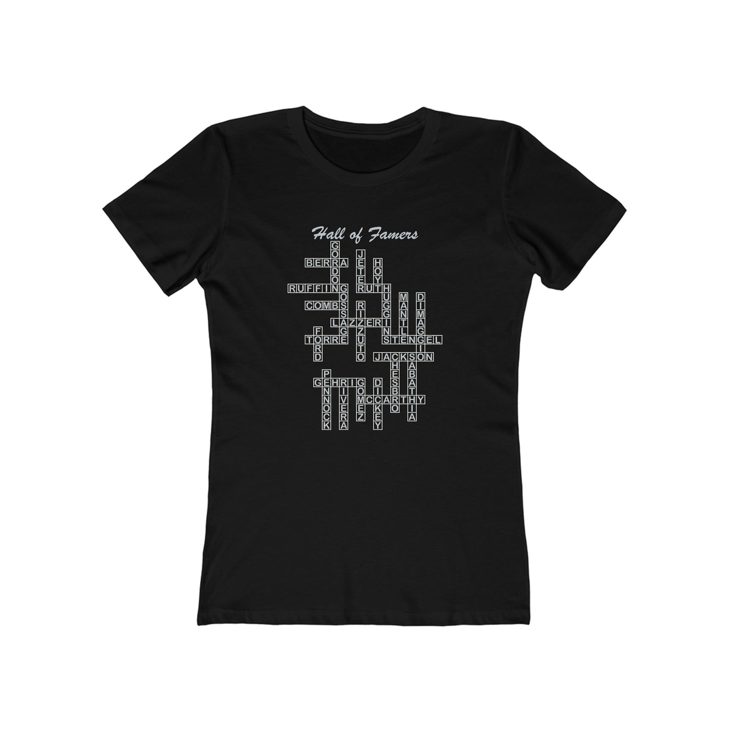 NY Yankees Hall of Famers Crossword Women's T-Shirt