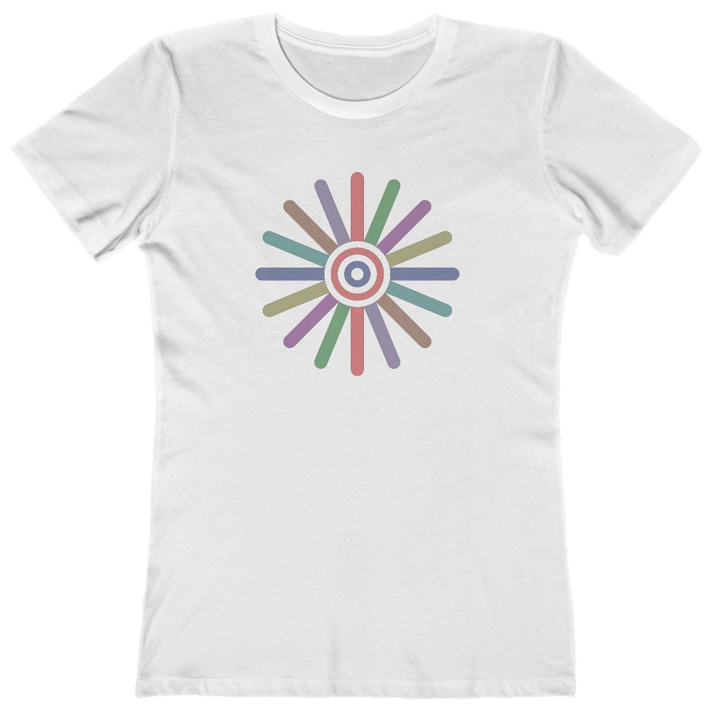 T-shirt with a colorful circular design 