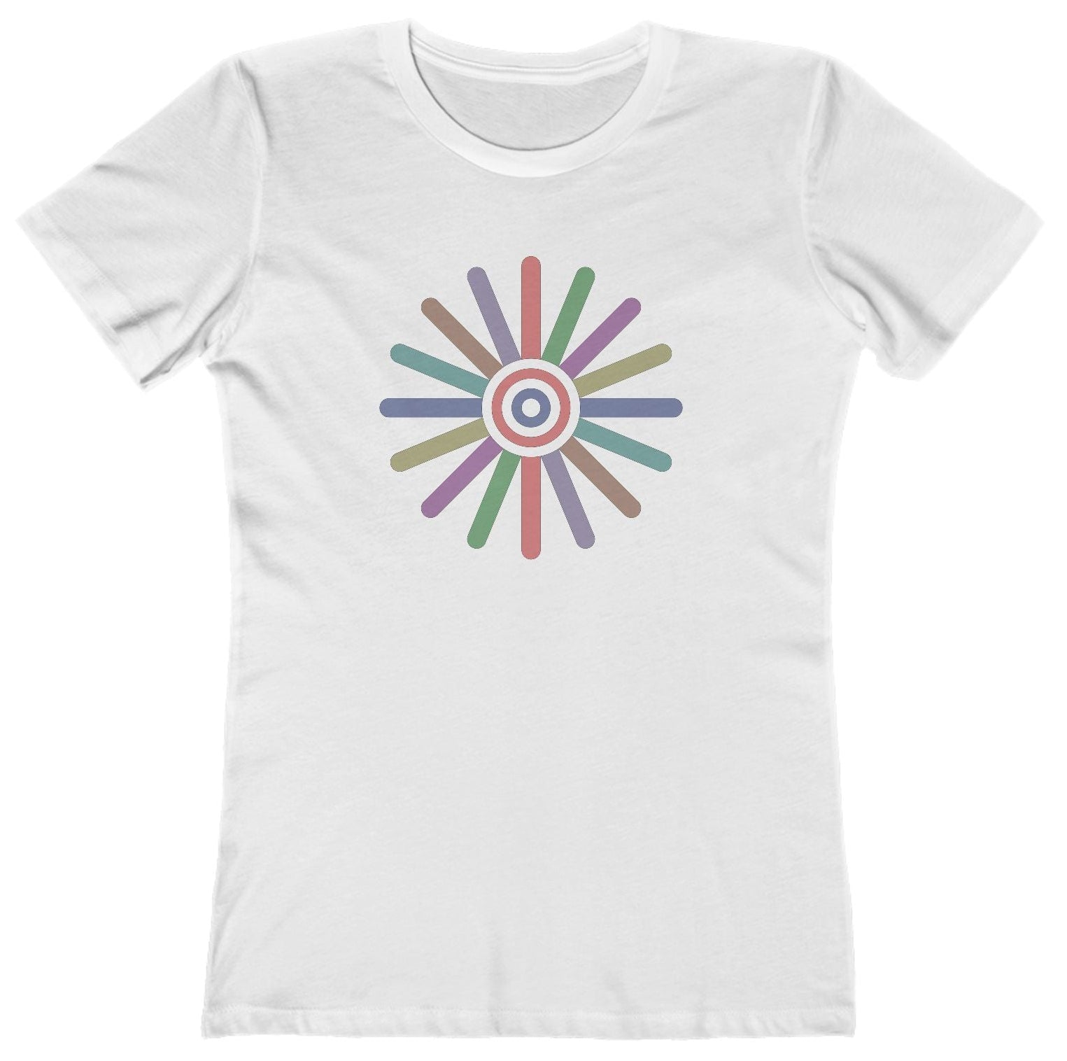 T-shirt with a colorful circular design 