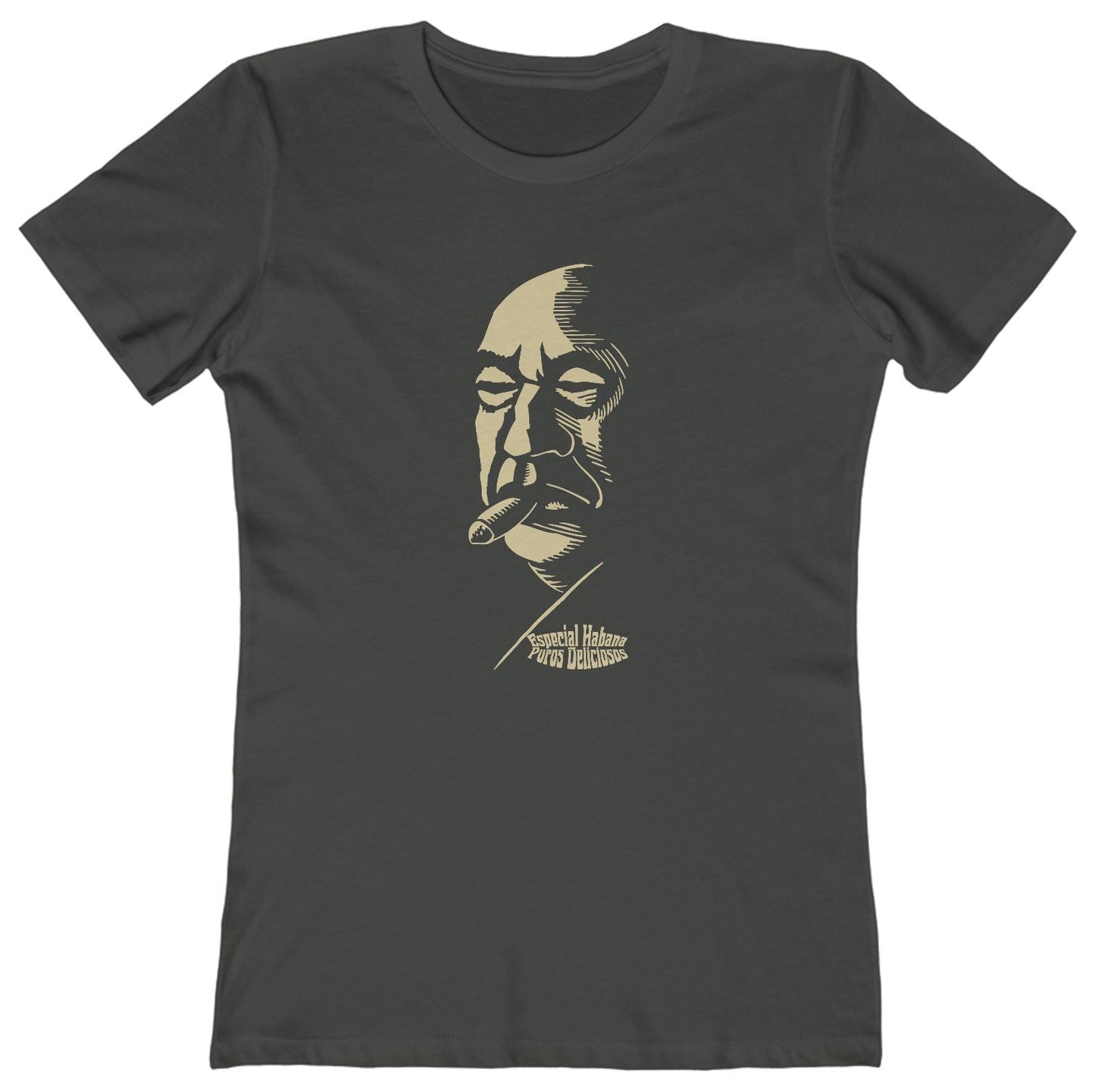 T-shirt with graphic of man smoking a cigar