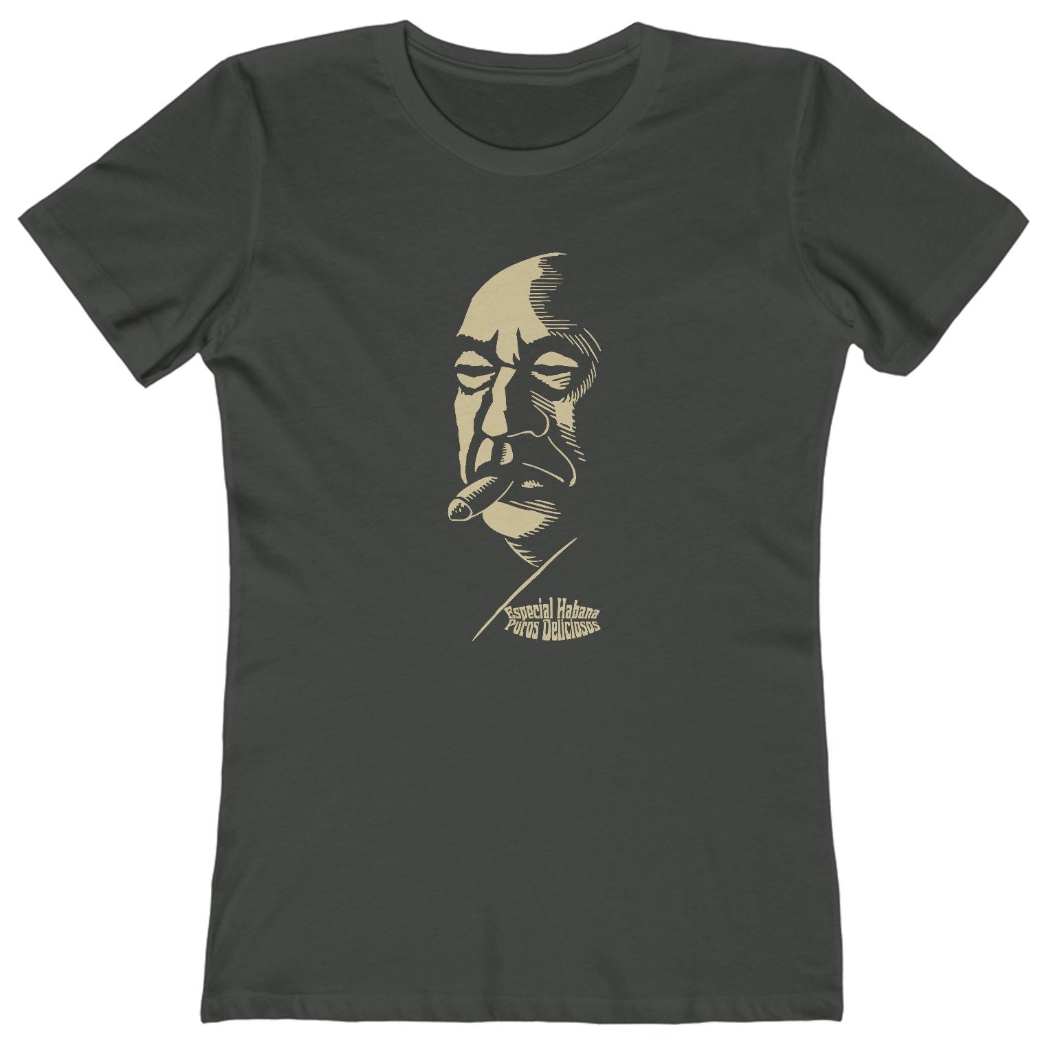 T-shirt with graphic of man smoking a cigar