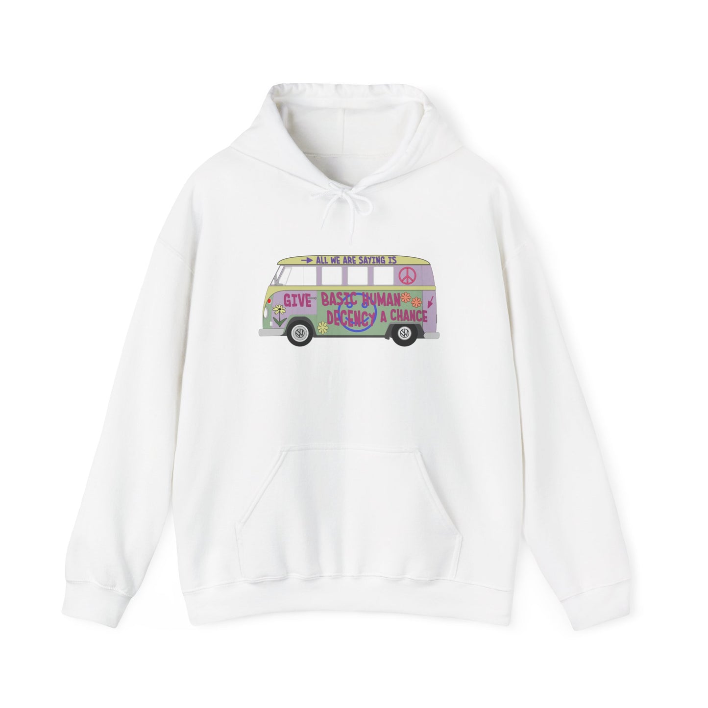 Give Basic Human Decency a Chance - Hippie Van - Unisex Hoodie