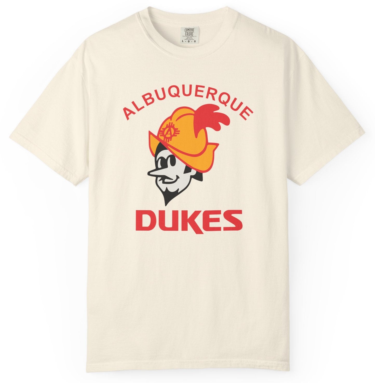 T-shirt with Albuquerque Dukes baseball team logo and 'Albuquerque Dukes' text